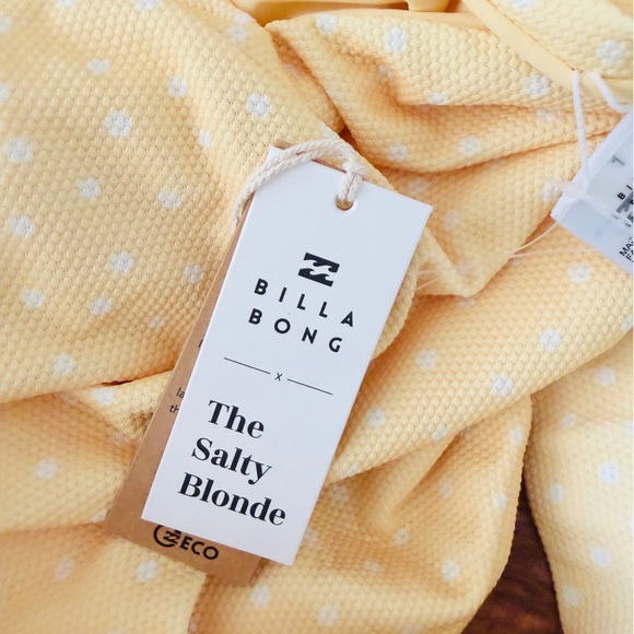 NWT Billabong x Salty Blonde Sundipped One Piece Swimsuit Yellow Polka Dot Belt - Picture 8 of 12
